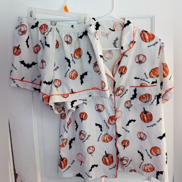 Kids Halloween Pajama Set - White and Orange - Picture 2 of 9